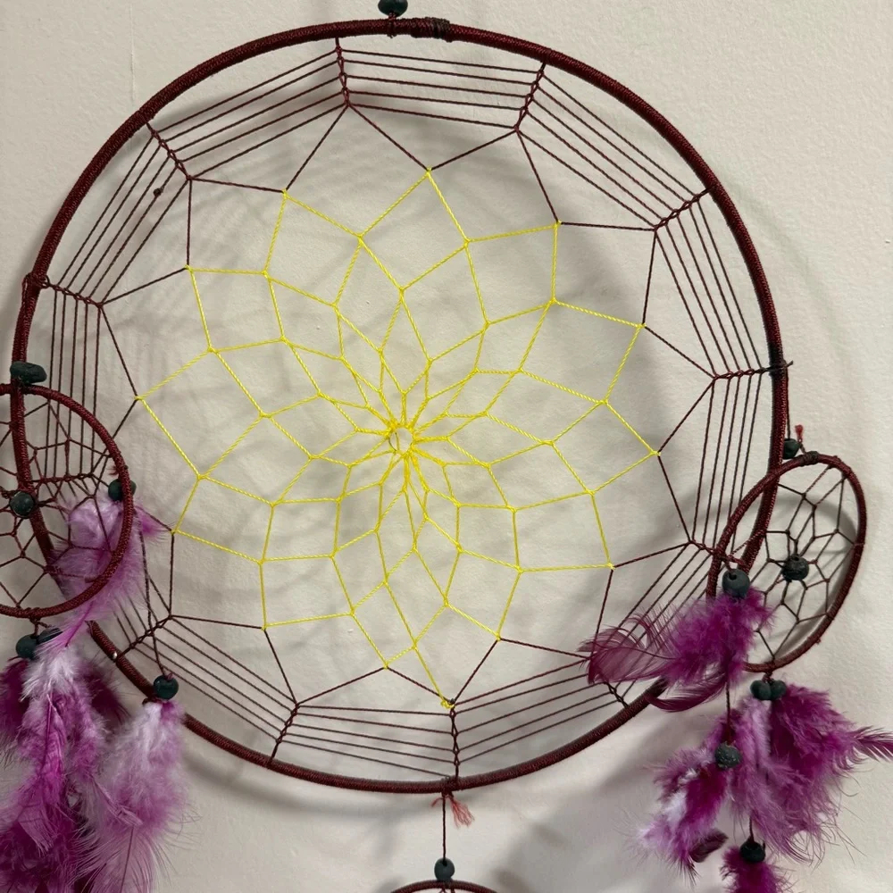 Purple Dream Catcher Large 2ft Dreamcatcher Handmade Feather Mobile Wall Decor